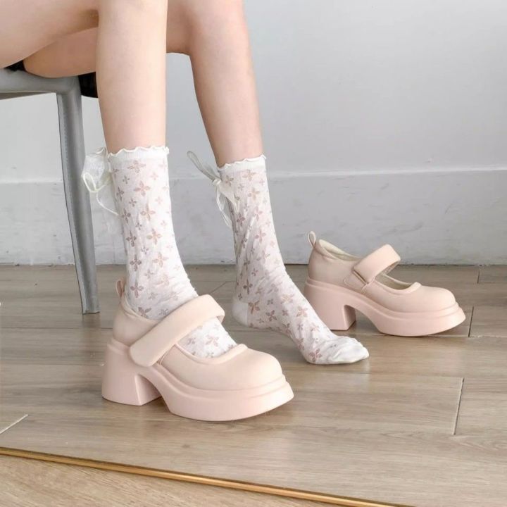 pioneer-mall-รองเท้าผู้หญิงส้นสูง-รองเท้า-mary-jane-ใส่ได้อเนกประสงค์2023ขนาดเล็กใหม่พื้นรองเท้าหนา