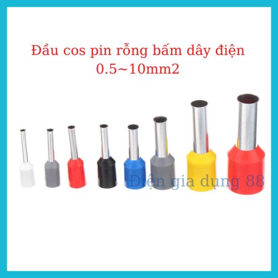 Đầu cos pin rỗng bấm đầu dây điện 0.5 10mm2 túi 100 chiếc - ảnh sản phẩm 1