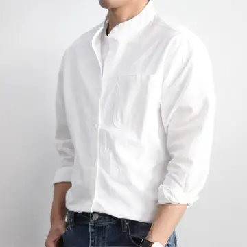 White polo long hot sale sleeve outfit male