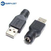 SWRFH ทองแดง5V USB 2.0แจ็ค5.5X2.1มม. ไปยังตัวแปลงข้อต่ออแดปเตอร์แล็ปท็อปตัวผู้/ตัวเมีย USB