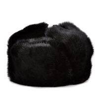 Rabbit Fur Cap Man Winter Genuine 100 Fur Bomber Hat Windproof Warm Earmuffs Male Flat GreyBlack Russian Hat Fitted Casquette