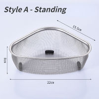 Drain Basket Shelf Sink Food Storage Peel Vegetable Kitchen Steel Triangle