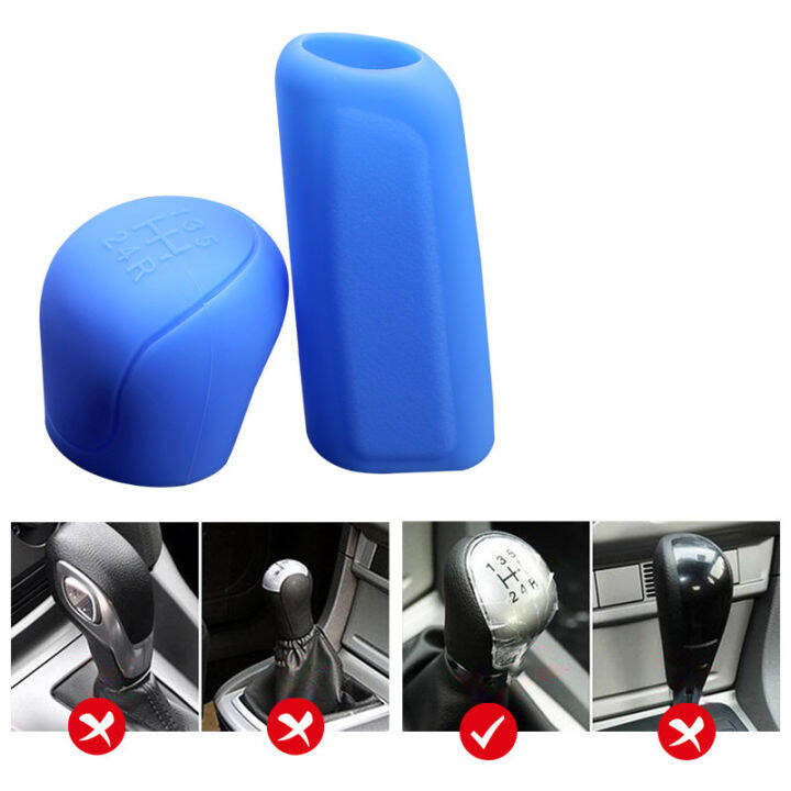 รถ-universal-ซิลิโคนเกียร์-shift-knob-cover-เกียร์-shift-non-slip-grip-handle-ป้องกันครอบคลุมรถอุปกรณ์ตกแต่งภายใน