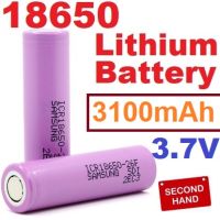 ถ่าน 18650 สีม่วง 3.7V 3100mAh แท้มีแบรน Samsung LG Sanyo เป็นแบตมือสองแกะจากแบตโน๊ตบุ๊ค ถ่านชาร์จ Lithium Battery Li-ion