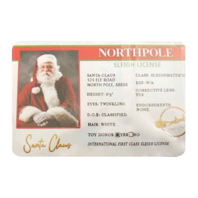 บัตรประจำตัวใบอนุญาตขับรถซานต้าของขวัญคริสต์มาสที่แปลกใหม่บัตรขอบคุณส่วนบุคคลขนาดเล็ก