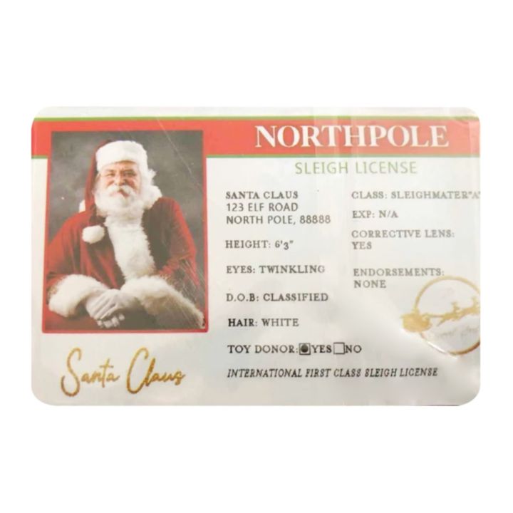 บัตรประจำตัวใบอนุญาตขับรถซานต้าของขวัญคริสต์มาสที่แปลกใหม่บัตรขอบคุณส่วนบุคคลขนาดเล็ก