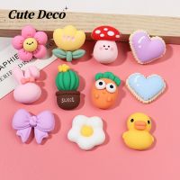 【 Cute Deco】Cute Small Potted Plants (11 Types) Blue Pixel Heart / Frosted Tulip / Potted Cactus Charm Button Deco/ Cute Jibbitz Croc Shoes Diy / Charm Resin Material For DIY