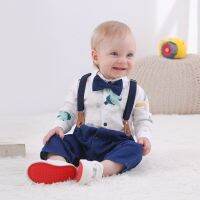 [COD] Cross-border and Boys New Gentleman Bow Tie Climbing Baby Suspenders Jumpsuit Male Romper