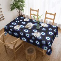 Rectangular Waterproof Greek Amulet Evil Eye Pattern Table Cover Nazar Lucky Charm Table Cloth Tablecloth for Picnic