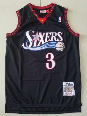 Ready Stock Most Popular Mens No 3 Allen Iverson Philadelphia 76Ers Mitchell Ness 1997-98 Hardwood Classics Swingman Jersey - Black