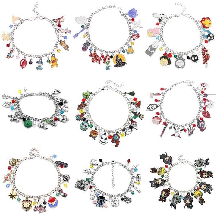 Fashion Anime Bracelet For Women The Little Mermaid Star War The Nightmare  Before Christmas Batman Naruto Charm Stitch Bracelet