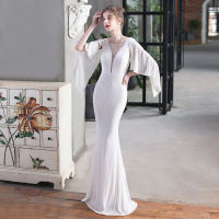 Angel wings Sequin fishtail banquet elegant temperament annual meeting host model car evening dress female summer