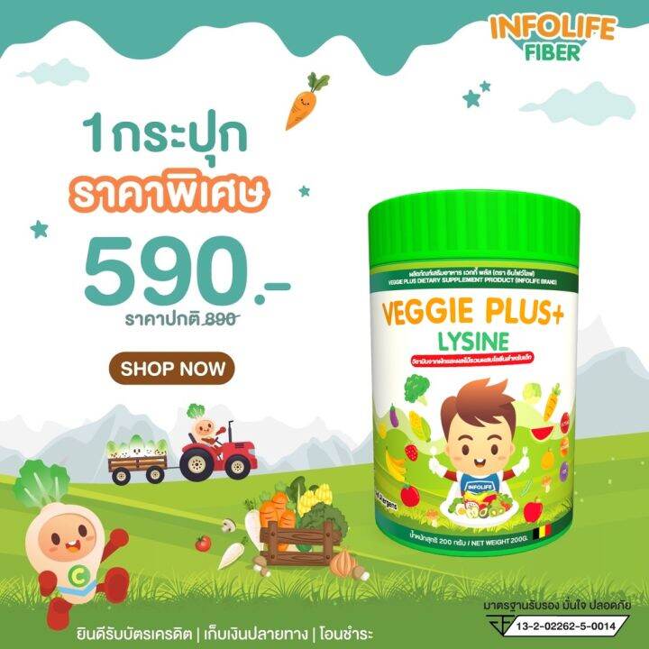 ส่งฟรี-veggie-plus-lysine-ไลซีนช่วยเจริญอาหาร-ไฟเบอร์เด็ก-ใยอาหารพรีไบโอติกแก้ท้องผูกเด็ก-ดีท็อคปรับสมดุลลำไส้-ปลอดภัย-ไม่ใช่ยาถ่าย