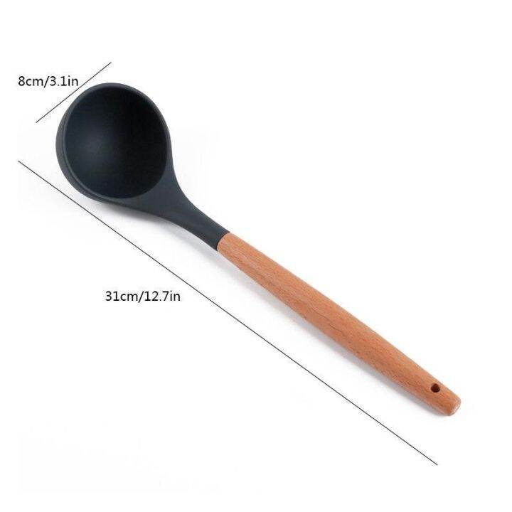 silicone-nonstick-kitchenware-spatula-spoon-heat-resistant-slotted-with-wood-handle