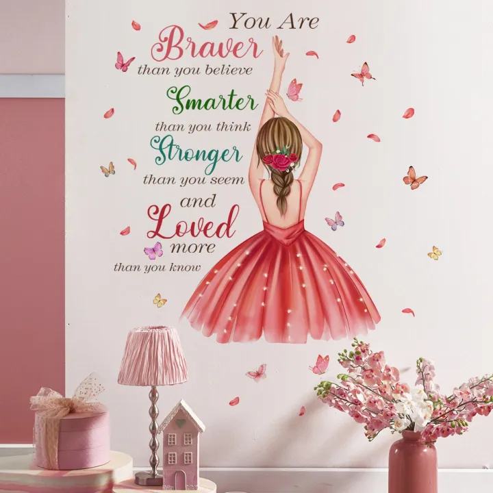 cod-meter-wall-stickers-little-girl-english-slogan-butterfly-background-room-decoration-self-adhesive