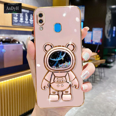 AnDyH Phone Case SAMSUNG Galaxy A10s/M01s/A30/A20/M10S 6DStraight Edge Plating+Quicksand Astronauts who take you to explore space Bracket Soft Luxury High Quality New Protection Design