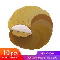 6 150mm Gold PSA Self Adhesive Stickyback Sanding Discs for DA Sander Dry Sand Paper for Woodworking or Automotive