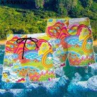 Hippie How To Talk Rainbow 3D Printed Male Swimming Shorts Summer Beach Holiday Hawaiian Mens Swimming Half Pants
