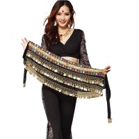 Belly Dance Costume Belt Velvet Belly Dancing Hip Scarf Indian Dancer Hipscarf Beads Coins Training Performance Outfits Coins