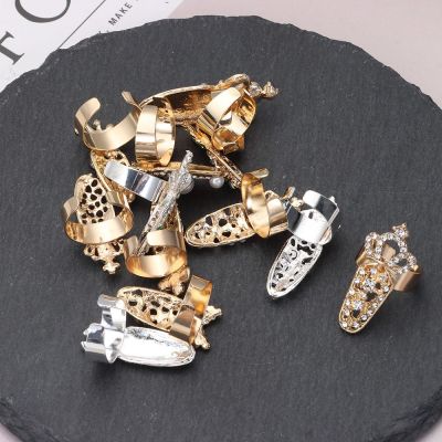 Statement Crown Jewelry Gift for Women Fingernails Ring Crystal Finger Nail Ring Bowknot Nail Ring Crown Flower Adhesives Tape