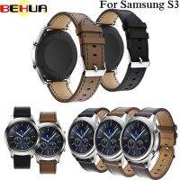 ₪ 22mm skórzana opaska na rękę Watchband dla Samsung Gear S3 klasyczna bransoletka Frontier Galaxy zegarek 46mm 45mm akcesoria pasek