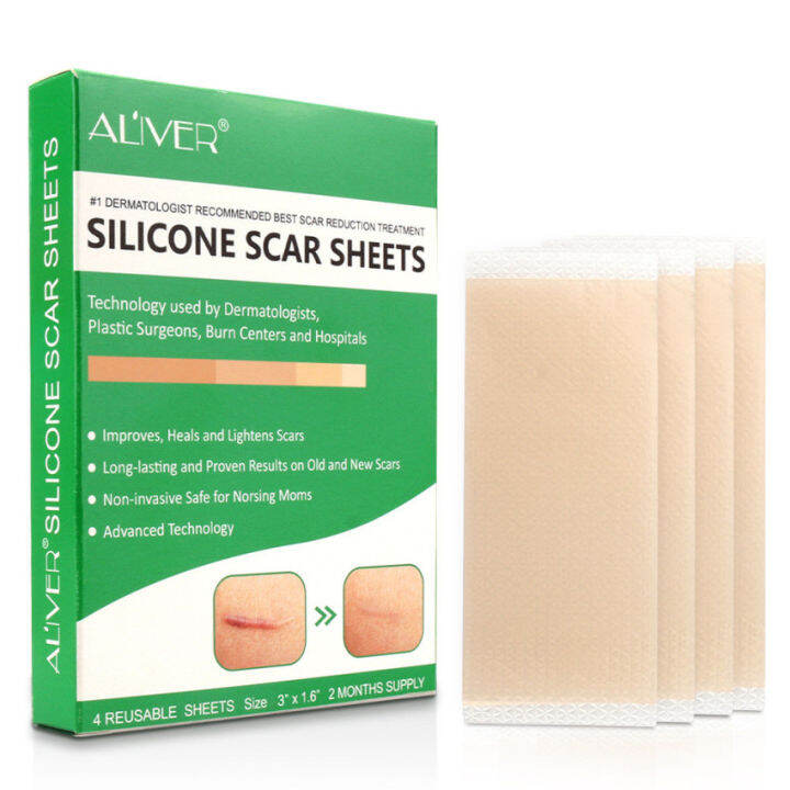 ALIVER 4Pcs/Box Silicone Gel Strips Patch Silicone Scar sheets Reusable