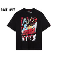 DAVIE JONES เสื้อยืดโอเวอร์ไซซ์ พิมพ์ลาย  สีดำ Graphic Print Oversize T-shirt in black WA0138BK