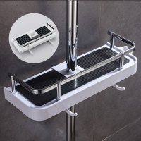 Multifunction Storage Holder Bathroom No Drilling Lifting Rod Shelf Lifting Removable Shower Head Holder Bathroom Accessories