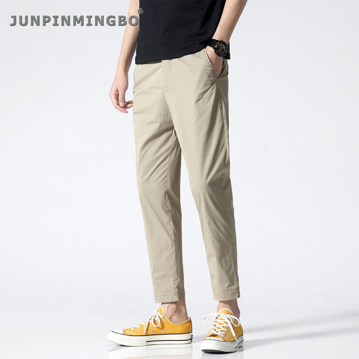 junpinmingbo-ฤดูร้อน-breathable-thin-soft-ผ้าฝ้ายสลิมฟิตสบายธรรมดาทำงานสบายๆเก้ากางเกงสำหรับชาย