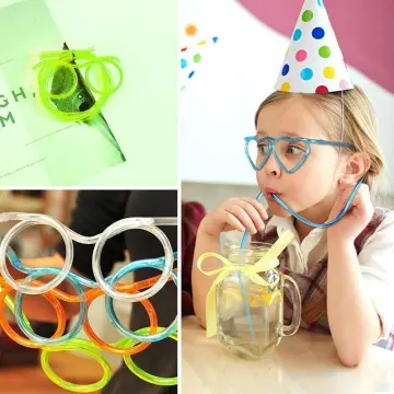 Unique Glasses Flexible Drinking Tube Kids Party Accessories 