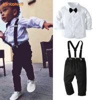 lontakids เด็กชุดสูททางการสวมเสื้อแขนยาว Overalls กางเกง Bow Tie ชุดเด็กชุดเซตสุภาพบุรุษเครื่องแต่งกายฤดูใบไม้ร่วงเสื้อผ้า