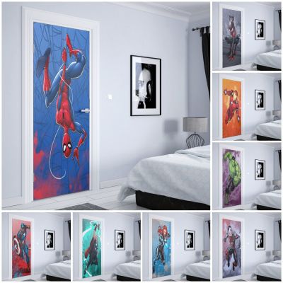 Disney Marvel Super hero Door stickers The Avengers Wall Decals Door decoration wall decor pictur Kids Room poster Wall Sticker