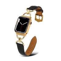 ✱◙ Real Cow Leather For Apple Watch Bands Strap 38 41mm 42mm 45m Slim Belt Bracelet 7 6 3 Smartwatch Elegant Women X style Ladies