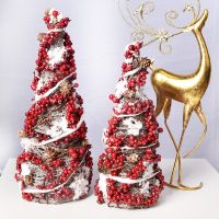 Christmas decoration supplies Scene layout gifts DIY decoration window red fruit tree tower decoration home shopping mall decoration