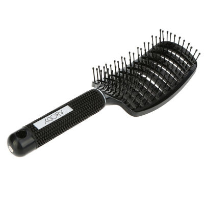 Velvet Hairbrush แปรงหวีทรงโค้งรับกับศีรษะ (VV6) ช่วยนวดหนังศีรษะและลดไฟฟ้าสถิต – สีดำ
