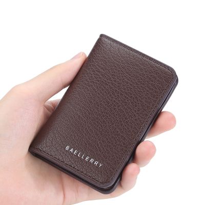 Baellerry Mens Leather Card Wallet Minimalist Small Thin Purse Soft Slim Mini Credit Card Bank ID Card Holder Wallet for Men