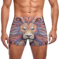 Lion Swimming Trunks Colored Cartoon  Pencil Art Fashion Pool Swim Boxers Large Size Stay-in-Shape Man Swimwear Swimwear