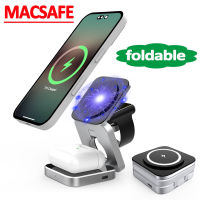 15W 3 In 1 Magnetic Wireless Charger Stand Pad สำหรับ IPone 14 13 12 Pro Max Mini Fast Charging Dock Station