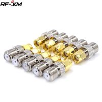 [HOT JJRQQZLXDEE 574] 10PCS RP SMA ชายกับ F ประเภทหญิงตรง RF Coaxial Adapter F Connector To SMA Convertor Gold Tone