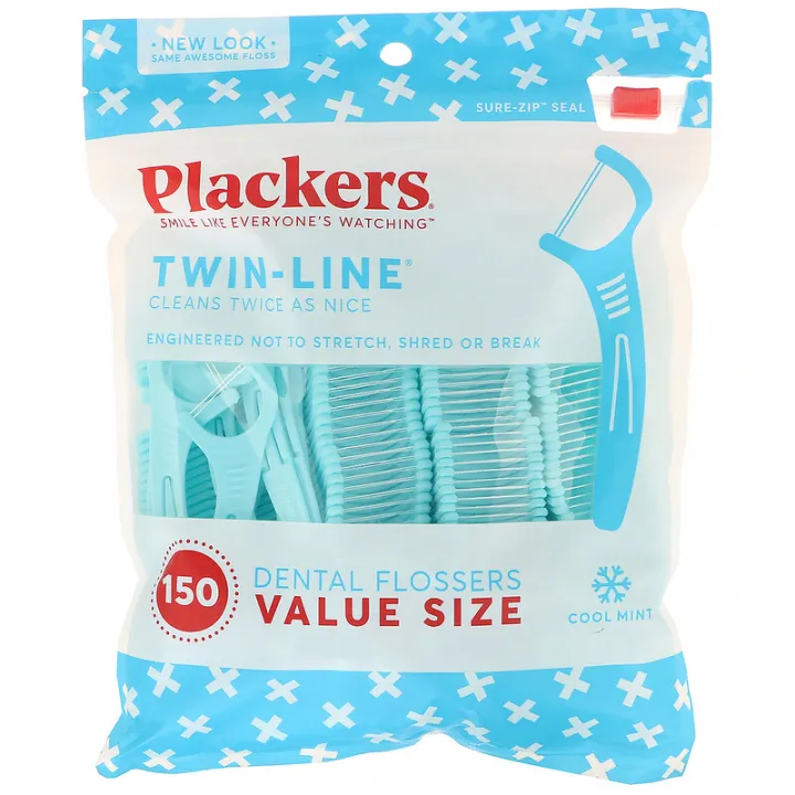 Plackers Twin-Line Dental Flossers Advanced Whitening and Dual Action ...