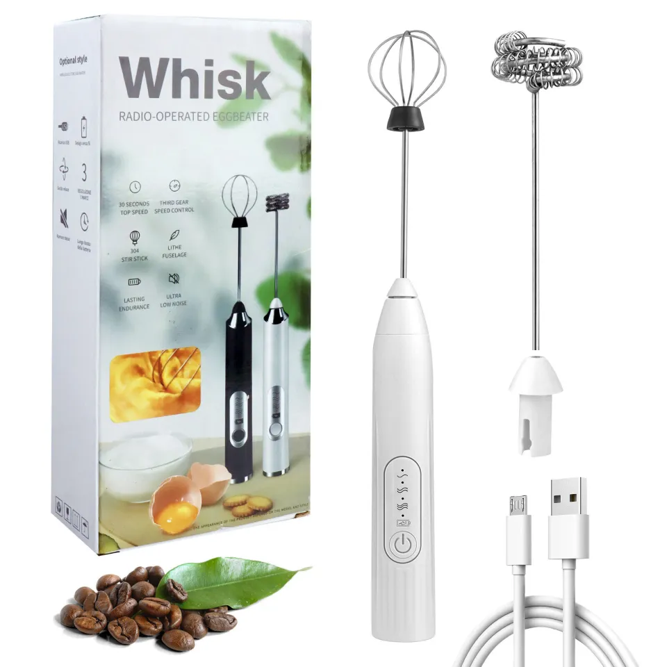 Milk Frother Whisk Handheld, Power by Battery Operated Whisk Beater,  Electric Mini Egg Beater Drinks Milk Coffee Frother Handheld, Black