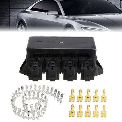 【YF】 Car 20-Way Blade Fuse Holder 8 Way Relay Box Circuit Protector Distribution Block with 40pcs Connection Terminal