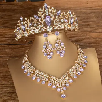 Purple and gold hot sale jewelry sets