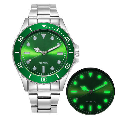 นาฬิกาสำหรับผู้ชายนาฬิกาผีน้ำสีเขียวใหม่สำหรับนาฬิกาควอตซ์ลูมินัสธุรกิจ