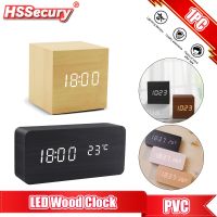 Alarm Clock LED Wooden Digital Table Clock Voice Control Wood Despertador USB/AAA Powered Electronic Desktop Clocks