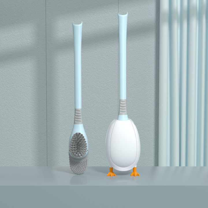 bathroom-toilet-brush-creative-duck-shape-with-base-silicone-soft-bristles-with-holder-cleaning-tools-household-merchandises
