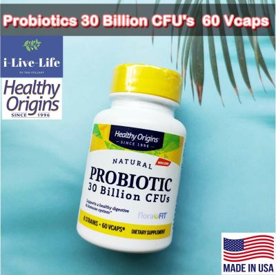FloraFIT® Probiotics โปรไบโอติค 30 Billion CFUs, 60 Vcaps จุลินทรีย์ 8 สายพันธ์ 30,000 ล้านตัว - Healthy Origins
