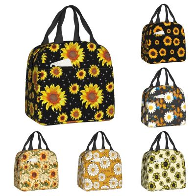 ✓✑☫ Sunflower With The Light Of Stars Insulated Lunch Tote Bag for Women Floral Cooler Thermal Food Lunch Box Kids School Children