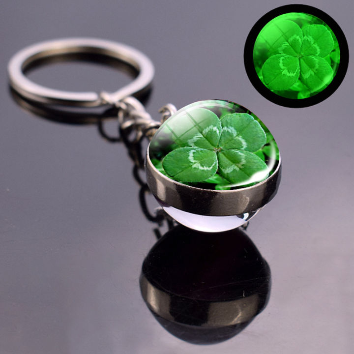 lucky-four-leaf-clover-glass-ball-gift-pendant-clover-keychain-clover-keyring