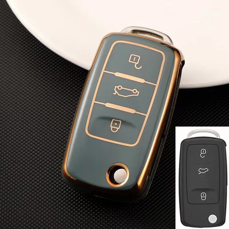 Volkswagen Car Key Cover Chrome Reflection TPU Key Fob Case Remote